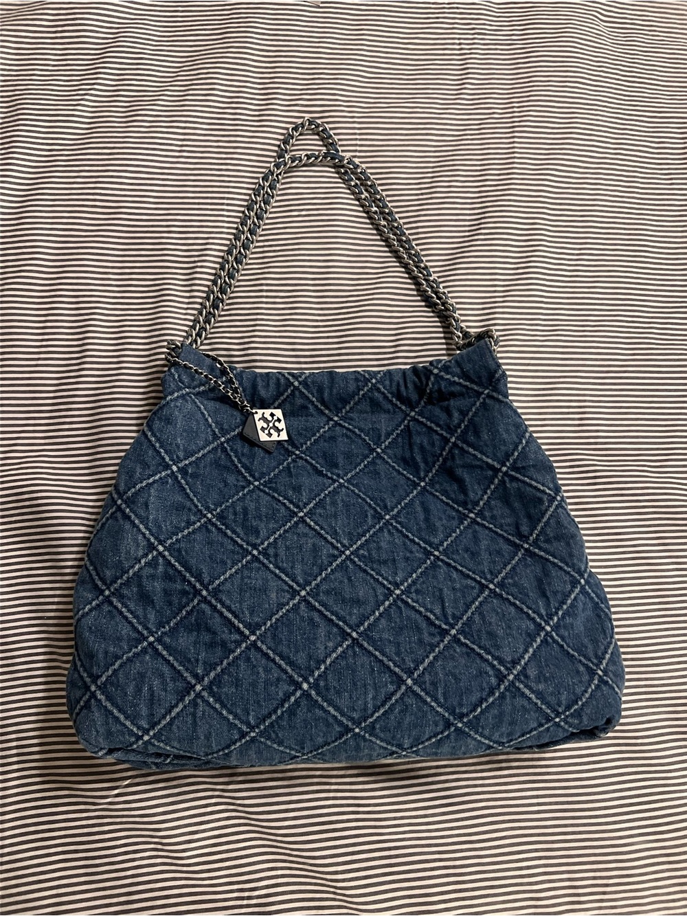 Tory Burch Fleming Denim Hobo Shoulder Bag - Picture 3 of 12
